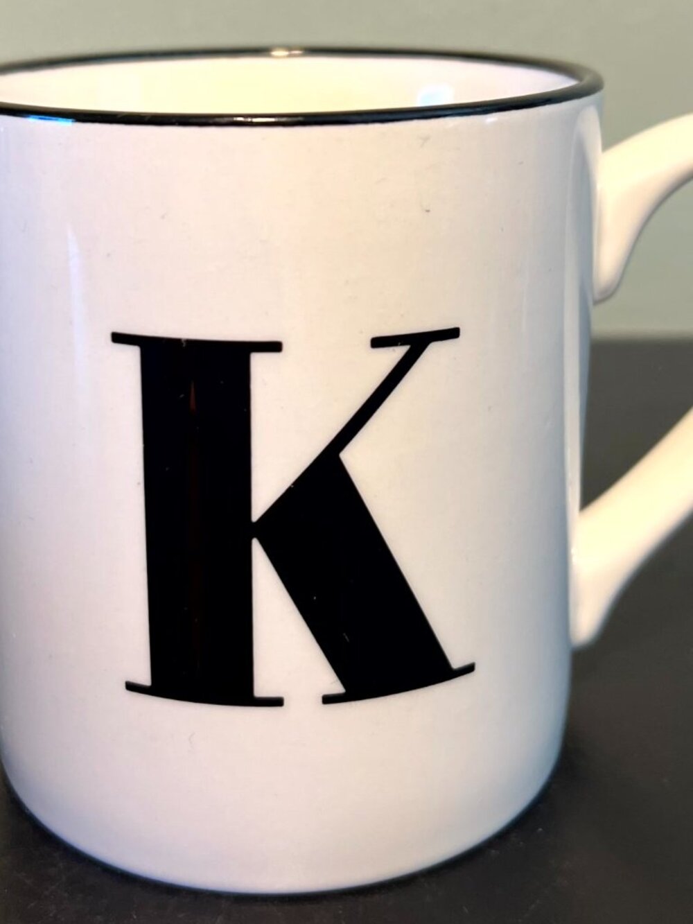 THRESHOLD Letter K Initial Monogram Stoneware Coffee Mug Metallic Gold Accents